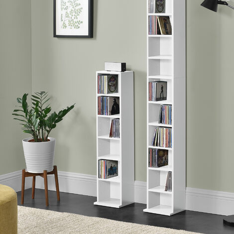 CD Regal Tynset 90x20x20 cm mit 6 Fächern Weiß [en.casa]