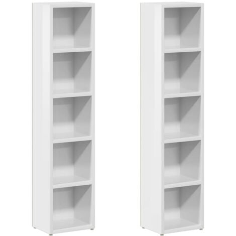 CD-Regale 2 Stk. Hochglanz-Weiß 21x16x93,5 cm Holzwerkstoff vidaXL