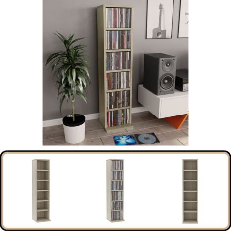 CD-Schrank Sonoma-Eiche 21x20x88 cm Holzwerkstoff - CD-Schrank - Holzregal - Bücherregale - Wohnzimmermöbel - Schlafzimmermöbel