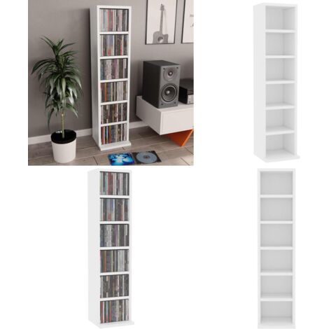 CD-Schrank Weiß 21x20x88 cm Holzwerkstoff - CD-Schrank - Holzregal - Bücherregale - Wohnzimmermöbel - Schlafzimmermöbel - Home & Living