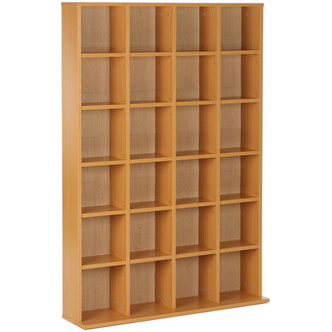 CD Storage Unit with Adjustable Shelves, 89 x 130.5 cm, Beech Wood Finish