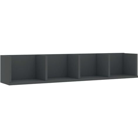 CD Wall Shelf Grey 100x18x18 cm Chipboard