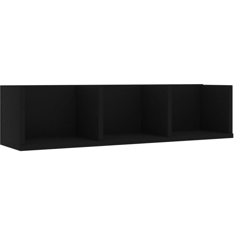 Cd Wall Shelf Black 75x18x18 cm Engineered Wood Vidaxl