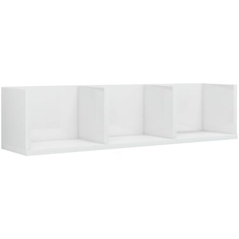 CD Wall Shelf High Gloss White 75x18x18 cm Chipboard