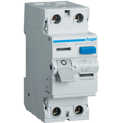 Cd240j Hager Interrupteur Différentiel 40a 30ma Bipolaire Type A - Bornes Alignées