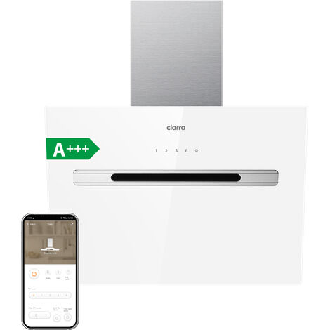 CD6736GS A+++ Hotte 60cm - Wi-Fi & Tactile - 700m3/h - 4 Vitesses - Booster - Recyclage ou Evacuation - Blanc