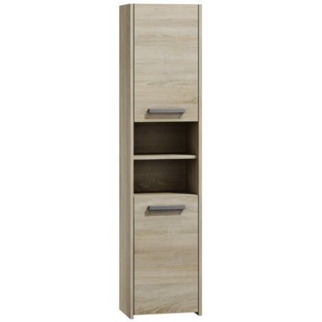 CDF Badschrank S40 Farbe: Eiche Sonoma Moderner Badezimmerschrank Ablagefläche Geräumige Einlegeböden Türen Einfache Montage
