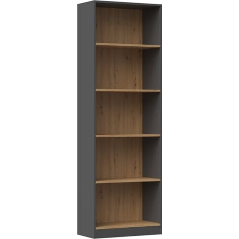 TOPESHOP CDF Bücherregal R60 Farbe: Anthrazit - Eiche Artisan Breite: 60 Zentimeter Für Wohnzimmer, Büro und Arbeitszimmer Regal für Bücher und Spielzeug Ideal für Kinderzimmer, Teenager