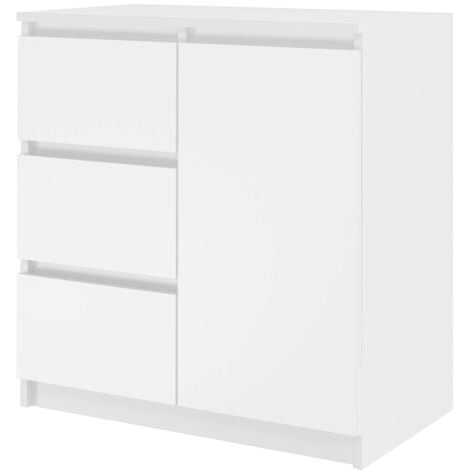 TOPESHOP CDF Kommode 1D3S Farbe: Weiß Schrank für Dokumente, Kleinigkeiten Ideal für Wohnzimmer, Schlafzimmer, Kinderzimmer, Jugendzimmer und Büro 3 geräumige Schubladen Einfache Montage