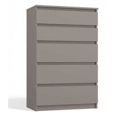 TOPESHOP CDF Kommode Malwa M5 Farbe: Grau Schrank für Dokumente, Kleinigkeiten Ideal für Wohnzimmer, Schlafzimmer, Kinderzimmer, Jugendzimmer und Büro 5 geräumige Schubladen