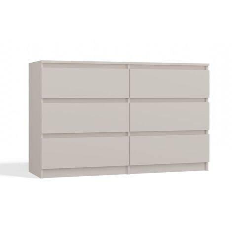 TOPESHOP CDF Kommode Malwa M6 120 Farbe: Beige Schrank für Dokumente, Kleinigkeiten Ideal für Wohnzimmer, Schlafzimmer, Kinderzimmer, Jugendzimmer und Büro 6 geräumige Schubladen