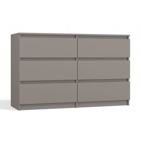 TOPESHOP CDF Kommode Malwa M6 120 Farbe: Gruau Schrank für Dokumente, Kleinigkeiten Ideal für Wohnzimmer, Schlafzimmer, Kinderzimmer, Jugendzimmer und Büro 6 geräumige Schubladen