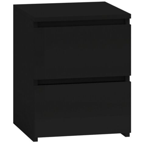 HUCOCO Schwarz Ideal für Schlafzimmer, Kinderzimmer, Teenager Einfache Montage Zwei geräumige Schubladen Grifflose Schubladen