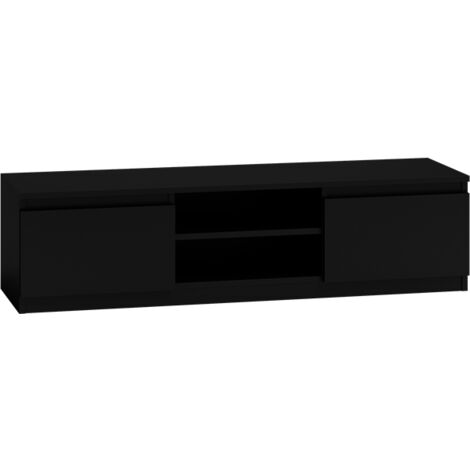 CDF TV-Schrank 140  Farbe: Schwarz  Moderner Fernsehtisch  Ablagen für Audio-/Videogeräte  Stauraum für Kleinigkeiten  Ideal für Wohnzimmer, Schlafzimmer  Einfache Montage