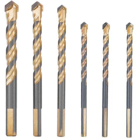 Ce coffret de 6 forets pour verre et carrelage comprend des forets de 3 x 6 mm, 8 mm, 10 mm et 12 mm. Il convient au perçage de matériaux tels que le carrelage, le verre, la brique, le marbre, le mir