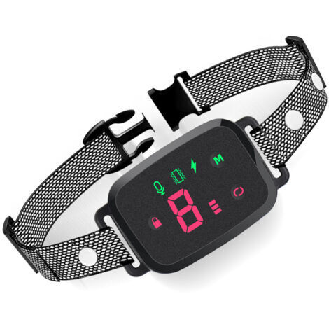 Ce collier anti-aboiements pour chien est un collier de dressage intelligent rechargeable doté d'un écran tactile et de trois modes inoffensifs : stimulation électrique, vibration et signal sonore. I
