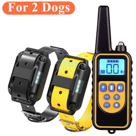 Ce collier de dressage double rechargeable a une portée efficace jusqu'à 1 000 mètres et propose différents modes de stimulation : vibration, son, stimulation électrostatique et lumière. Étanche (IPX