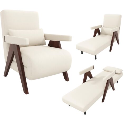 Ce fauteuil convertible 3 en 1 avec fonction couchage se transforme en canapé-lit, en fauteuil pliant rembourré, en chaise longue ou en lit une place. Idéal pour le salon, la chambre, le bureau,