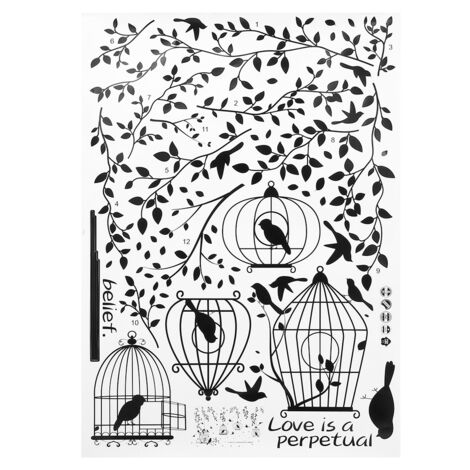 Ce lot de 4 stickers muraux noirs en forme de feuilles de cage à oiseaux peut être utilisé pour décorer les murs, notamment les canapés, les entrées et les salles à manger.