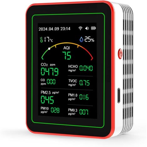 Ce moniteur de qualité de l'air intelligent 15 en 1 peut détecter les PM2.5, le dioxyde de carbone, le formaldéhyde, la température, l'humidité et fonctionne sur batterie973.5cm