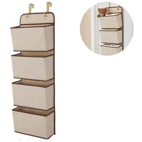 Ce portant de rangement suspendu pliable, doté de quatre poches et de deux crochets, peut être utilisé dans les placards des chambres d'enfants pour ranger serviettes, couches, jouets, etc. Il peut êt
