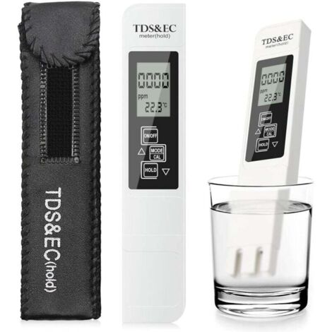 Ce testeur de qualité d'eau est doté d'un écran LCD numérique 3 en 1 avec fonctions TDS, EC et température, permettant un test précis de la qualité de l'eau potable, des piscines et des aquariums.