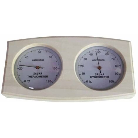 Ce thermomètre et hygromètre 2 en 1 en bois est idéal pour les saunas et les chambres. Il fonctionne sans piles et affiche une température simulée.