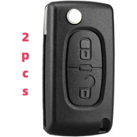 CE0523 kompatibles faltbares 2-Tasten-Schlüsselgehäuse für Peugeot 207 307 308 407 408 3008 5008 Citroën C2 C3 C4 C5 C6 C8 (2 Tasten, CE0523)