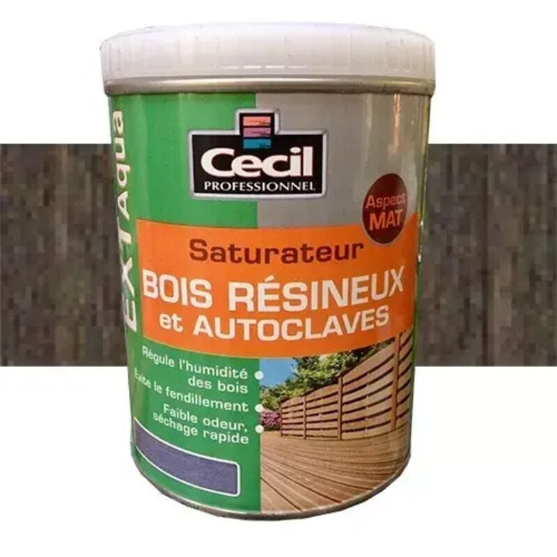 CECIL EXT Aqua Saturateur Bois résineux et autoclaves Ardoise 1 L