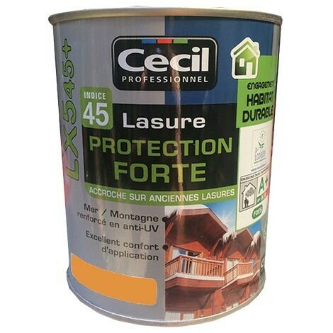 Lasure Cecil Professionnel Protection Forte Indice 45 LX545+ acrylique 1L - plusieurs modèles disponibles
