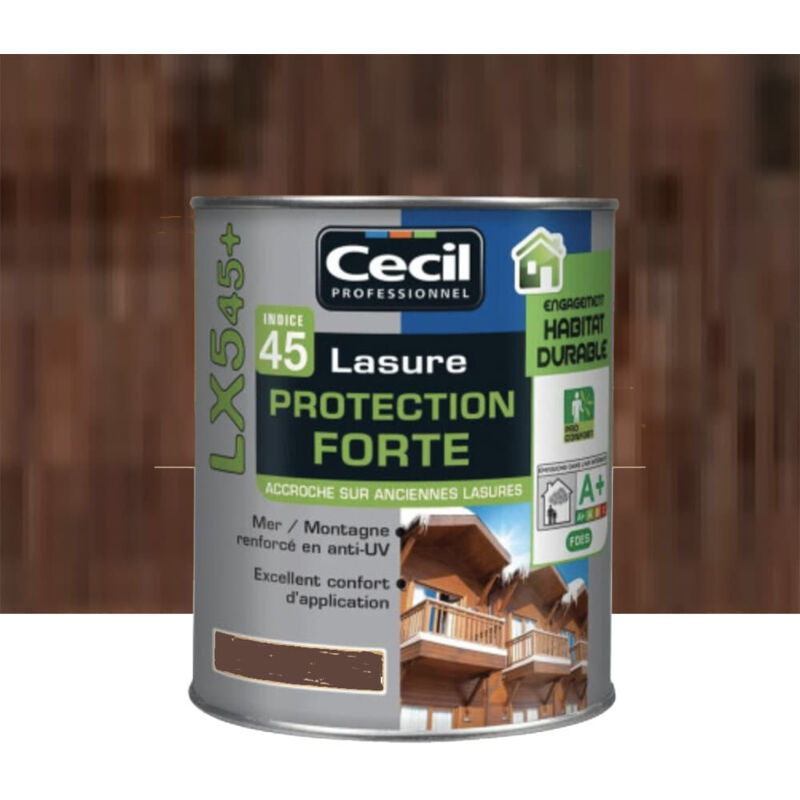 Lasure Protection Forte LX545+ Chêne ancien satin 1L CECIL