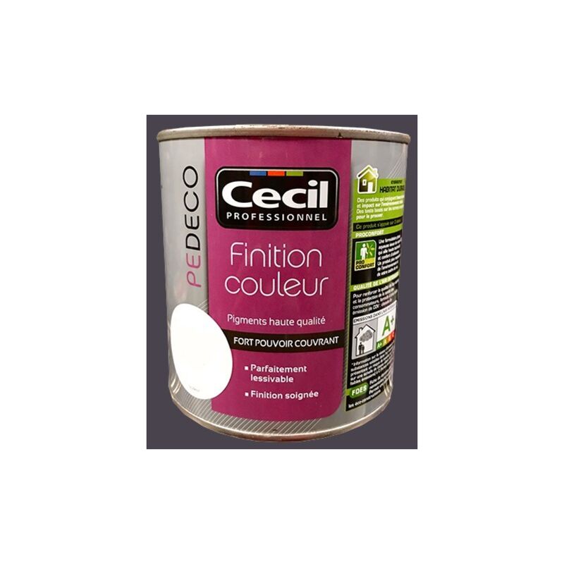 Pe deco Finition Couleur Gris Fusain Mat 0,5 l - Cecil