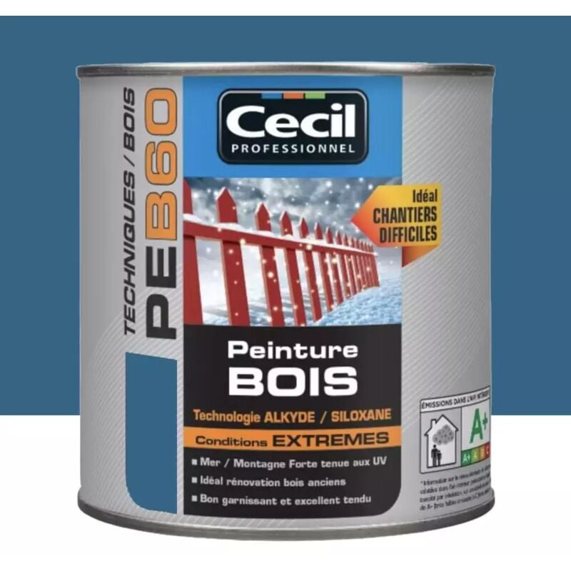 Peinture Bois Cécil Professionnel PEB60 Bleu océan 0,5 l