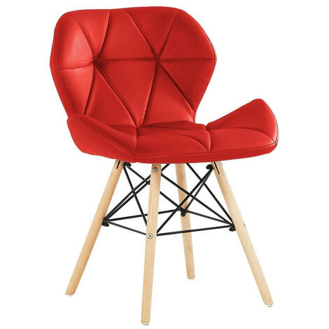 Cecilia Chair | Faux Leather Padded Seat | Modern Retro Dining Chair | Backrest | Single | Red