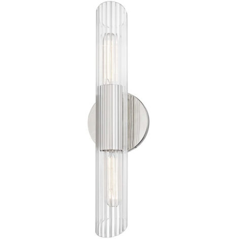 Cecily Petite applique murale à 2 ampoules, nickel poli, verre