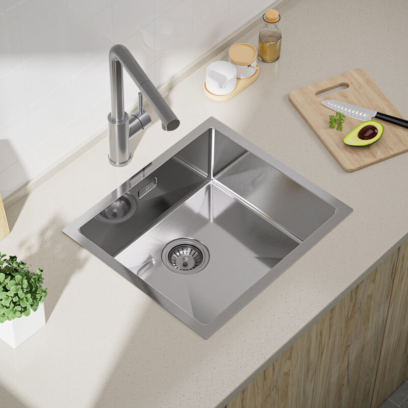 Cecipa - vier de Cuisine Évier 1 Bac Évier de Cuisine En Acier Inoxydable - Évier Encastré - 5044CM - 304 Acier Inoxydable Brossé