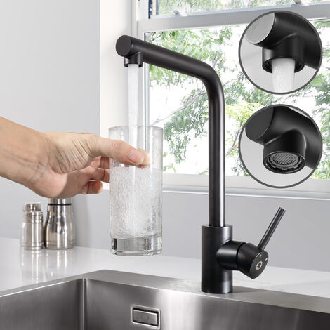 Cecipa Hochdruck Küchenarmatur Mischbatterie für die Küche 360° drehbar Spültischarmatur Edelstahl Wasserhahn Schwarz