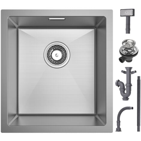 Cecipa Lavello Cucina 1 Vasca 40x44x19 cm - Lavello Cucina in Acciaio Inox - Lavello Sottotop Spazzolato