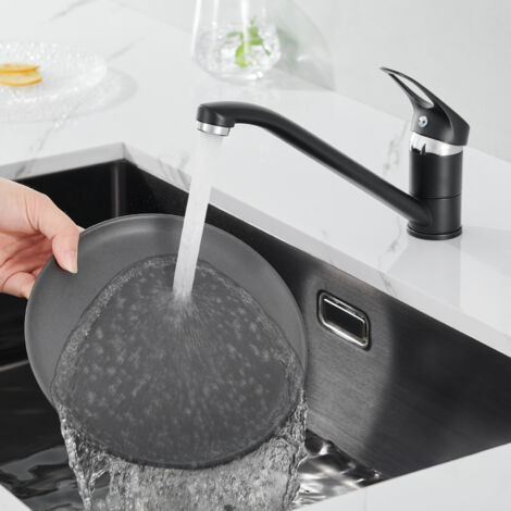 CECIPA MAX 360° Schwenkbarer Hochdruck Küchenarmatur Schwarz, Wasserhahn Küche Armatur Edelstahl Spültischarmatur Einhebelmischer mit Abnehmbarem Perlator