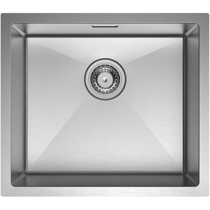 CECIPA MAX Évier de cuisine, 50 x 44 cm, cuve unique, inox, à encastrer sous plan, avec siphon, bonde et trop-plein, brossée