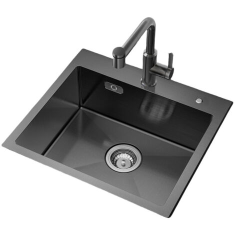 CECIPA MAX Küchenspüle aus Edelstahl 50 x 45 cm Edelstahlspüle, Einbauspüle ohne Wasserhahn, Aufsatzspüle für die Küche, Anthrazit
