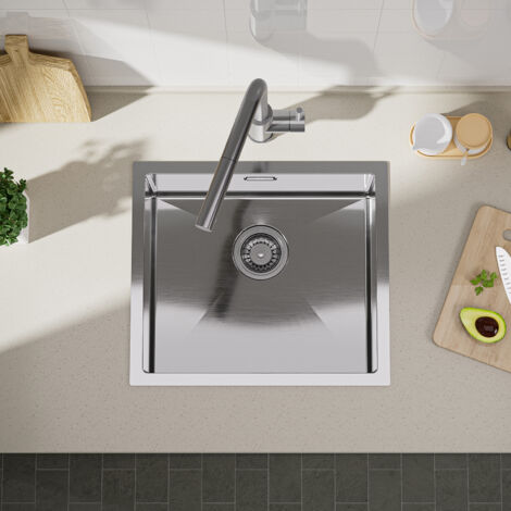 CECIPA MAX Küchenspüle Spülen mit 1 Becken Edelstahl Spüle Einbauspüle Einzelbecken 50 x 44 cm, Quadrat