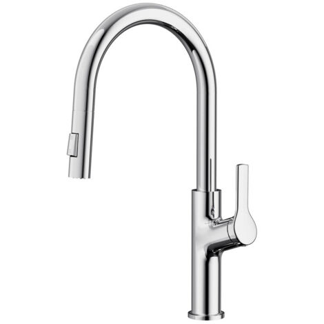 CECIPA MAX Robinet de cuisine à deux jets, douchette extractible, mitigeur monocommande, chromé