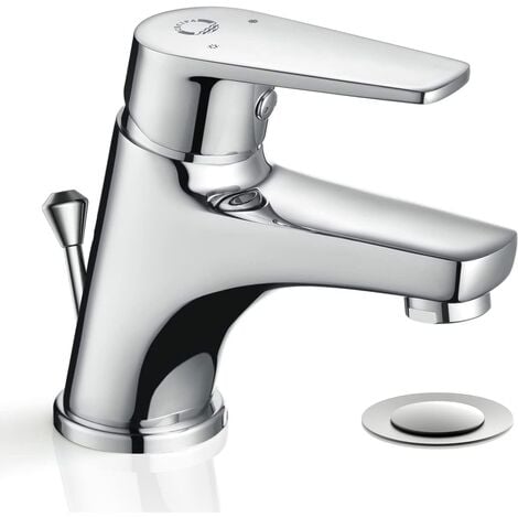 CECIPA Mitigeur lavabo Robinet avec levier de vidange Chrome Laiton