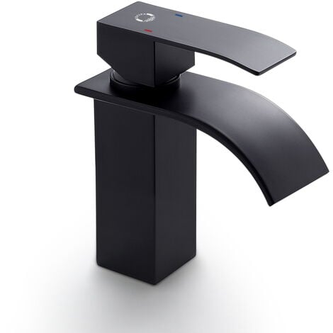 CECIPA Nero Rubinetto Bagno Lavabo Cascata, Miscelatore Lavabo Bagno, Rubinetto Lavabo, Rubinetto Bagno Lavabo, Miscelatore per Bagno, Valvola in Ceramica