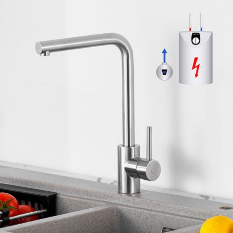 Cecipa Niederdruck-Küchenarmatur - Gebürstete Küchenthermostat Wasserhahn - 360 ° Drehbarer Einhand-Spülbeckenarmatur