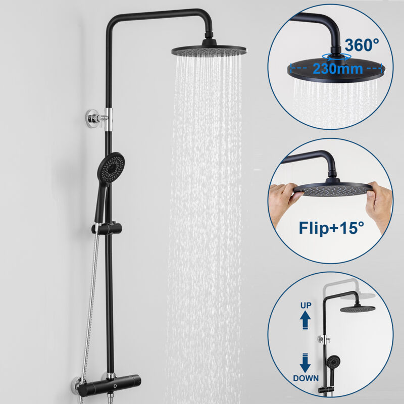 Cecipa - Système de douche Set de douche thermostatique avec douchette 4 fonctions Colonne de Douche Hauteur Réglable Mitigeur Douche thermostatique