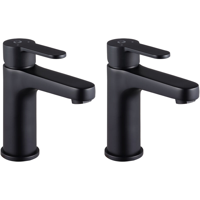 2PCS Cecipa Mitigeur de Lavabo, Robinet de Salle de Bain, Robinet de Lavabo Eau Chaude et Froide, Hauteur du Bec 112 mm - Noir