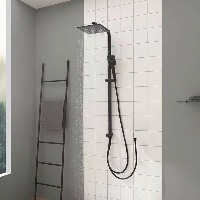 

Rhea H304B Columna de ducha sin grifo Cuadrado Ducha cuadrada de acero inoxidable duradera 23CM Negro - Cecipa