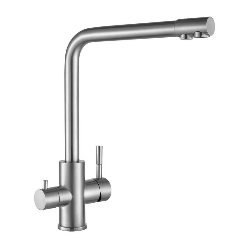 Cecipa - Robinet Cuisine 3 Voies, Mitigeur d'Évier avec Deux Sorties D'eau: Eau Filtrée et Eau Chaude/Froide, Acier Inoxydable 304 Brossé - Acier